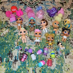LOL Surprise Various Pieces Lots Of 9 Dolls Plus Baby + Dog + Accessories